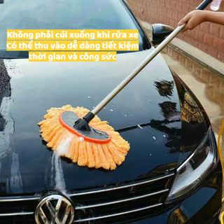 Chổi Rửa Xe Đa Năng 2in1 – Đầu Chổi Xoay 3 Nấc 15°, Sợi Cotton Mềm, Kèm Dây Nước Rửa Xe Ô Tô Xe Máy