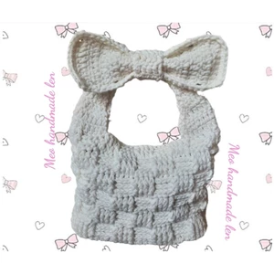 Túi xách nơ sợi cotton gai, túi xách thời trang, túi đi tiệc M13 - handmade len - crochet