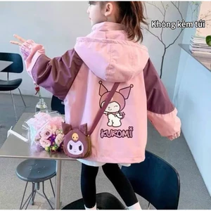Áo khoác lót lông kuromi cho bé gái,lót lông dày dặn,giữ ấm tốt. áo chống gió,cản nước,size từ 15 đến 40kg.