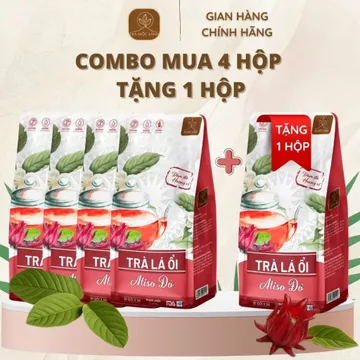 (TLO-05) Combo Mua 4 Hộp Tặng 1 Hộp Trà Lá Ổi Atiso Đỏ Túi Lọc, Trà Atiso Búp Ổi Non - Trà Mộc Lành