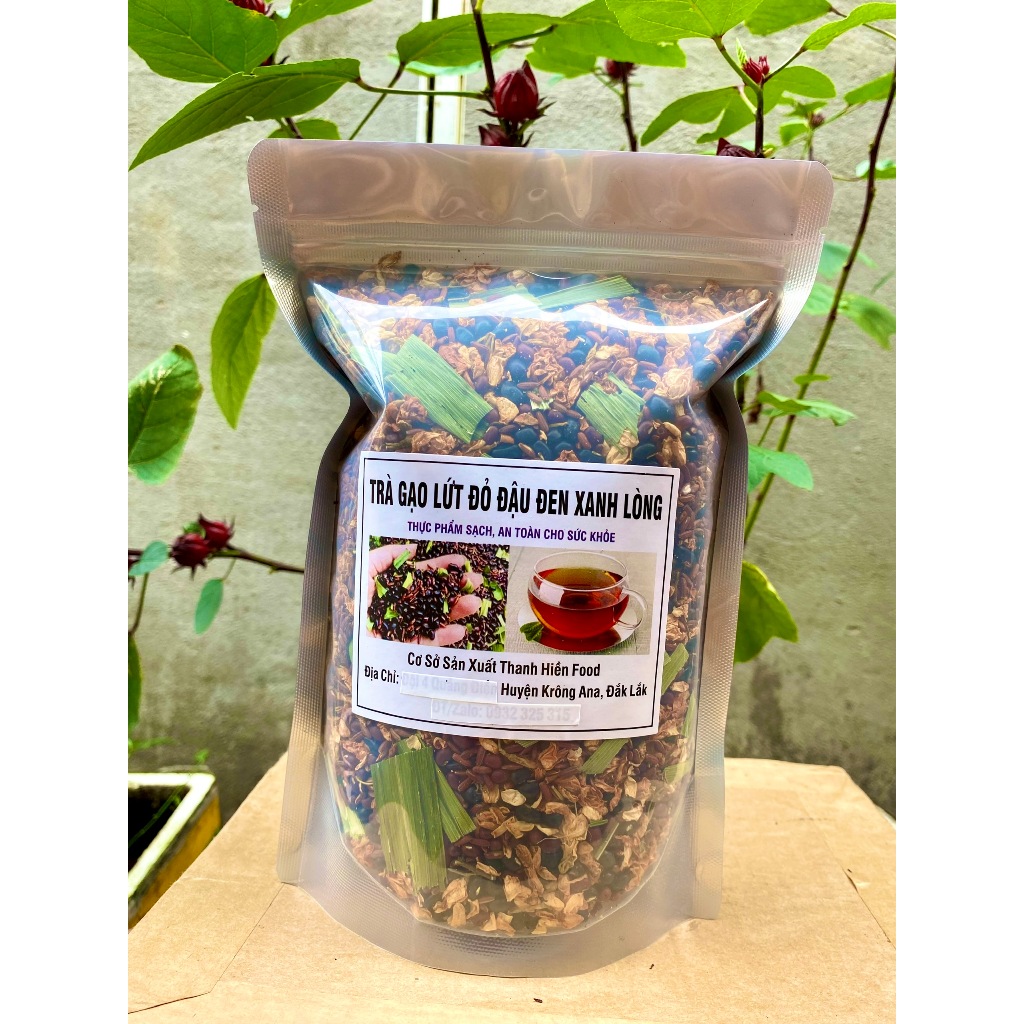 Trà gạo lứt, đậu đen xanh lòng (1kg), có đậu đỏ, hoa nhài, lá dứa, trà đậm vị thơm.