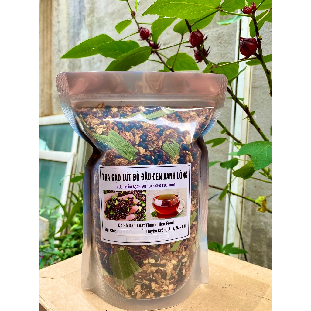 Trà gạo lứt, đậu đen xanh lòng (1kg), có đậu đỏ, hoa nhài, lá dứa, trà đậm vị thơm.