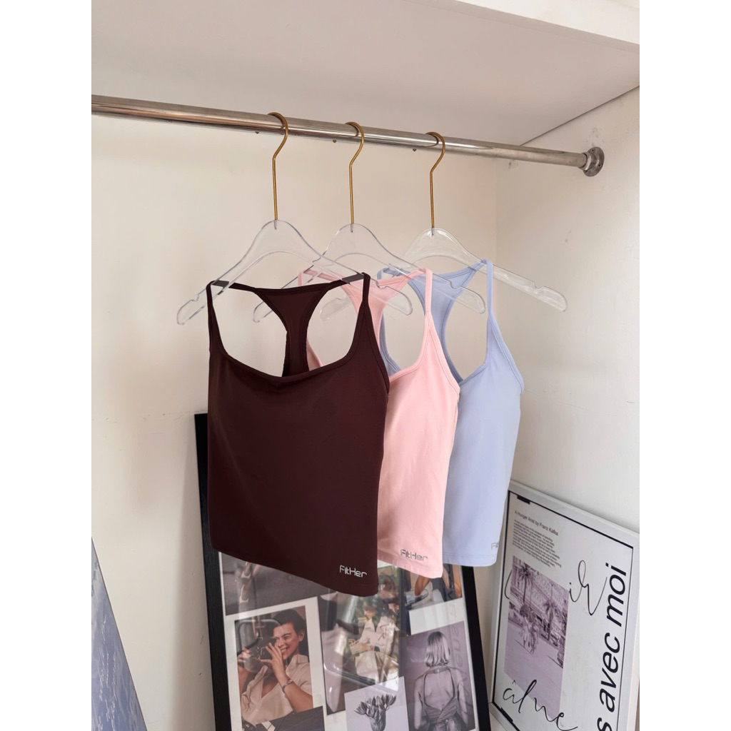 Áo Tập Yoga Pilates Nữ FitHer - Áo Tank Top Thể Thao Dáng Ôm, Có Sẵn Đệm Ngực