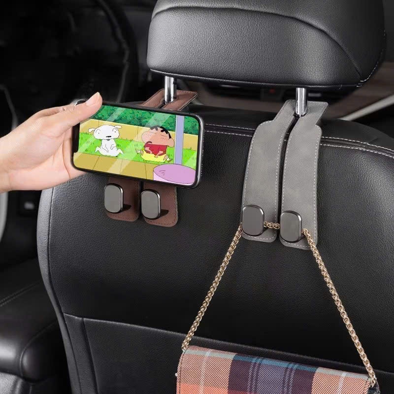 Móc Treo Ghế Ô Tô Da Cao Cấp Đa Năng – Treo Túi Xách, Kẹp Điện Thoại, Phụ Kiện Xe Hơi Sang Trọng
