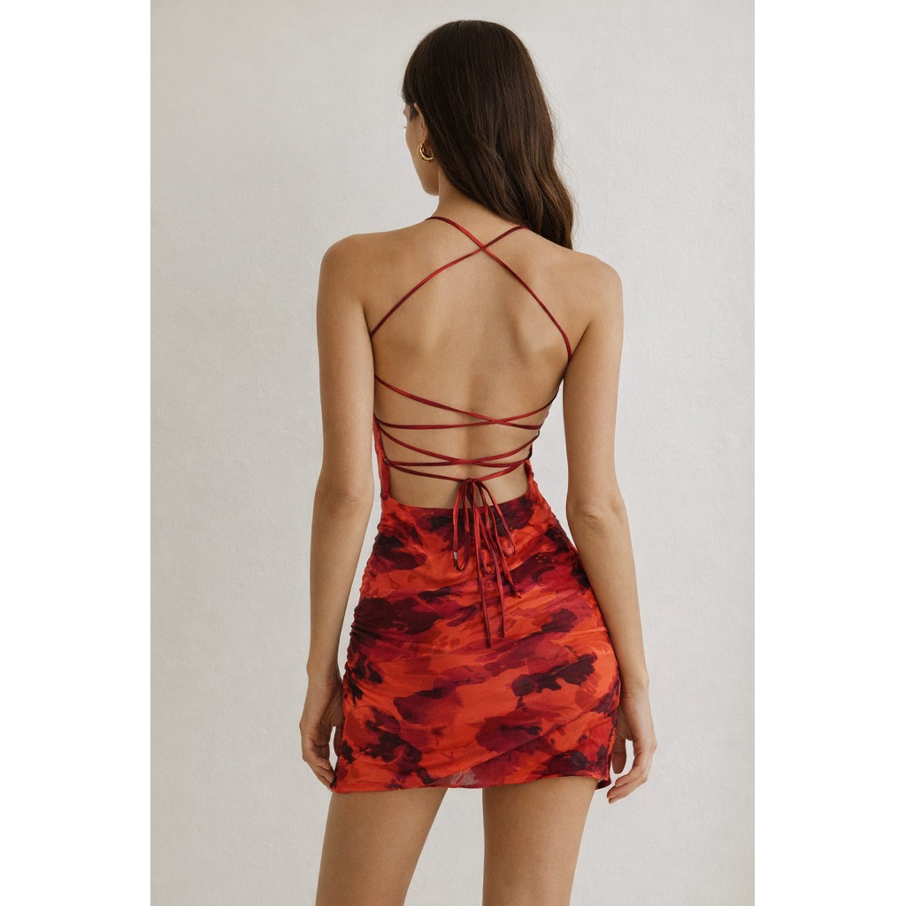 Lulus | Đầm thun lưới đầm 2 dây loang màu hở lưng body dress