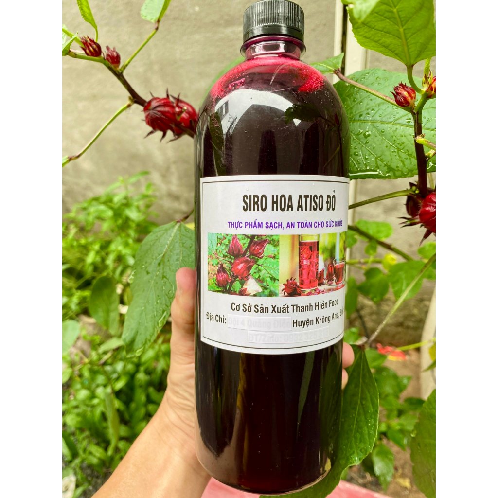 Siro Hoa atiso đỏ 1 lít, Nước cốt hoa atiso đỏ Đà Lạt (không kèm bông) loại đậm đặc.