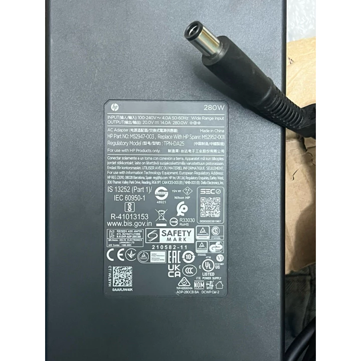 Bán sạc laptop HP 280W ( 20V - 14A ) Chân kim lớn Mẫu slim Hàng cũ , zin bóc máy chính hãng