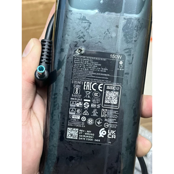 Bán sạc laptop HP 150W ( 19.5V - 7.5A ) Chân kim bé Mẫu ovan ( xấu ở logo ) Hàng cũ , zin bóc máy chính hãng