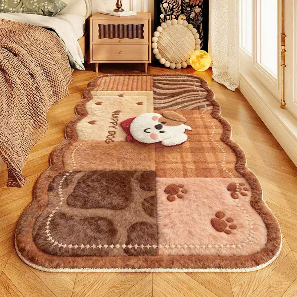 Thảm nỉ lông trải sàn đầu giường kích thước 50*120cm chất liệu lông mềm mịn