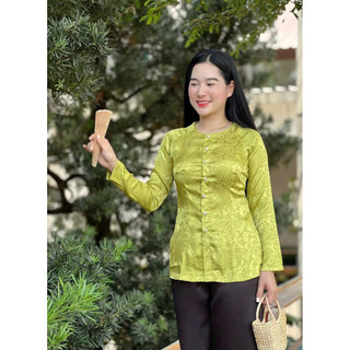 Bà Ba Gấm # Bộ Nữ Quần Đen #Jacket Top Kem Dress Women