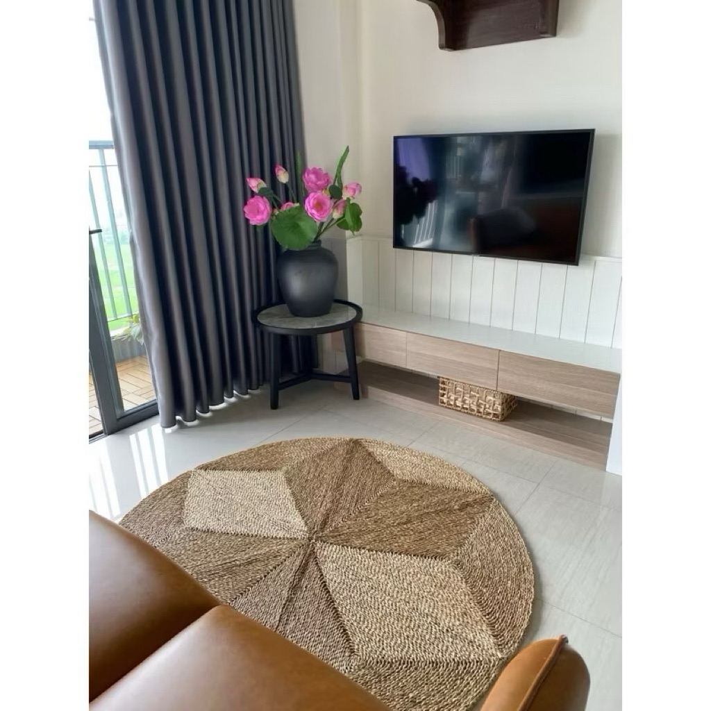 Thảm cói trải sàn đan thủ công loại 1 dùng decor trang trí homestay, quán , nhà cửa