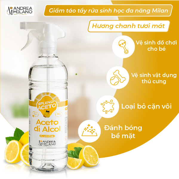 Giấm táo sinh học tẩy rửa đa năng Milan ANDREA MILANO 750ml Spirit Vinegar Multipurpose