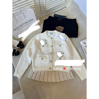 Áo Len Cardigan Màu Trắng Dài Tay Basic QCCC Cao Cấp