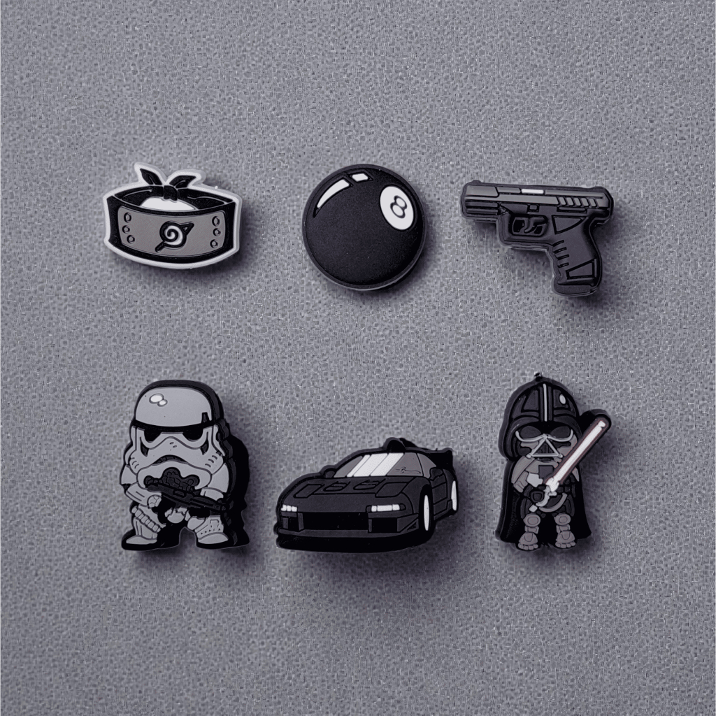 Set charm BLACK gắn dép cross, Nút gắn jibbitz sticker anime trang trí nhựa  PVC CROSS TREND