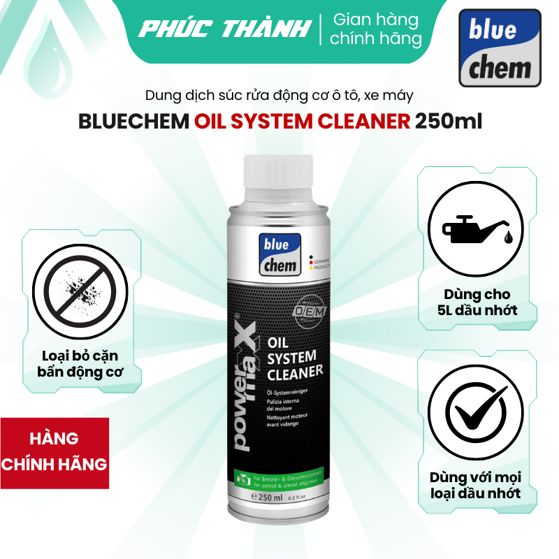 Dung Dịch Súc Rửa Động Cơ Ô Tô Xe Máy BLUECHEM OIL SYSTEM CLEANER 250ml Nhập Khẩu Đức - Chính Hãng