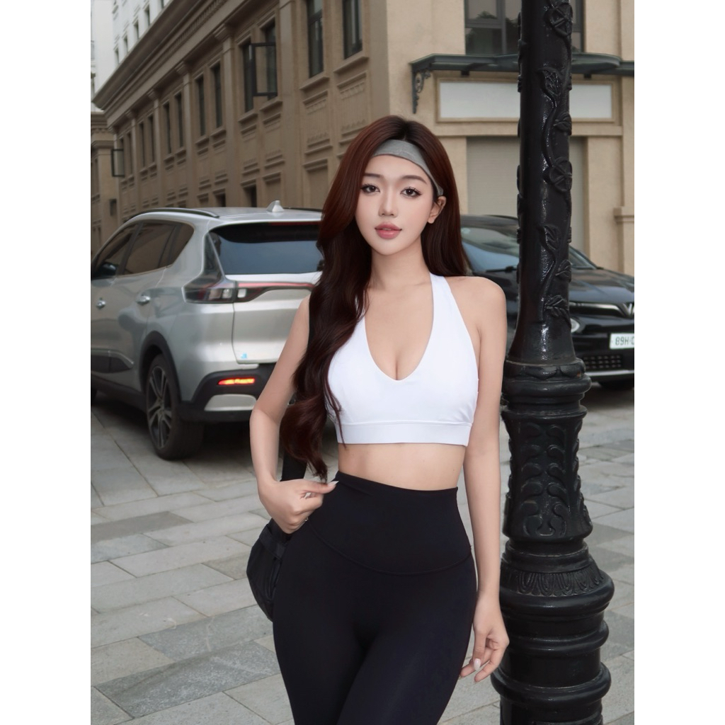 Áo Bra Tập Gym Nữ Cổ Chữ V Quyến Rũ - Áo Croptop Tập Yoga Hở Lưng Cao Cấp, Co Giãn 4 Chiều, Có Sẵn Mút Ngực.