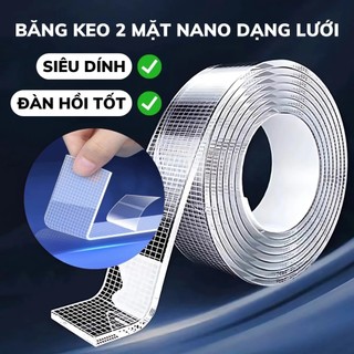 Băng Dính 2 Mặt  Nano Trong Suốt Cuộn 2cm.3cm.5cm, Băng Keo 2 Mặt Dán Tường Bám Dính Mọi Bề Mặt-shop