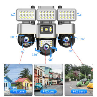 V380 Pro Đèn đường LED + camera giám sát ba mắt, WIFI,điều khiển từ xa qua ứng dụng,Xoay 360°，Điều khiển bằng điện thoại
