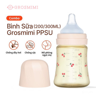 Bình Sữa Grosmimi PPSU 200/300ml Kèm Núm Chất Liệu Cao Cấp, Chịu Nhiệt - Nhập Hàn chính hãng