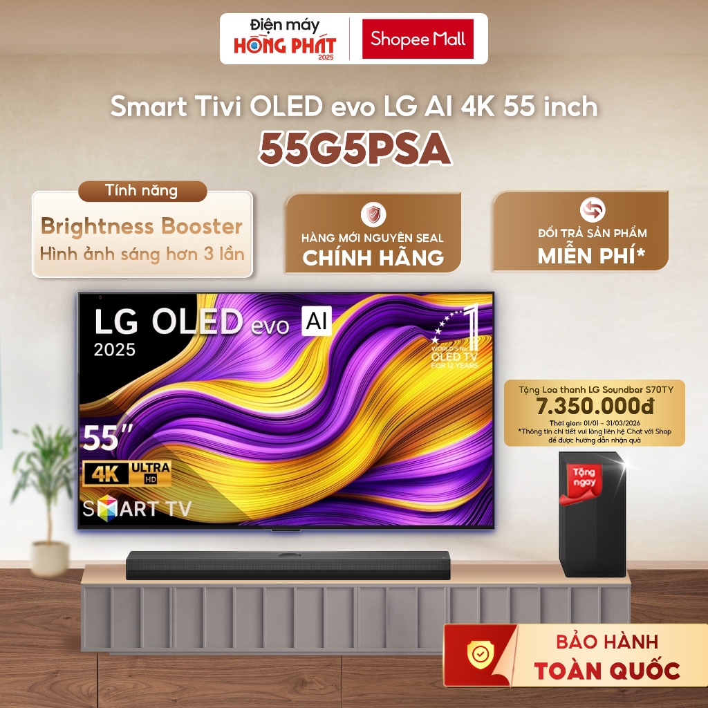 Smart Tivi LG OLED Evo AI 4K 55 Inch 55G5PSA [GIAO TOÀN QUỐC] | Shopee ...