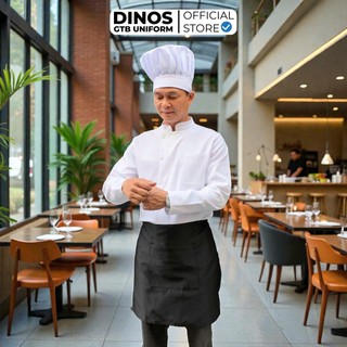 Áo Bếp Trắng Dài Tay DINOS GTB Cao Cấp Chuẩn Form Đồng Phục Bếp Nhà Hàng, Khách Sạn