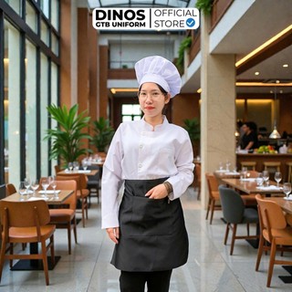 Áo Bếp Trắng Dài Tay DINOS GTB Cao Cấp Chuẩn Form Đồng Phục Bếp Nhà Hàng, Khách Sạn