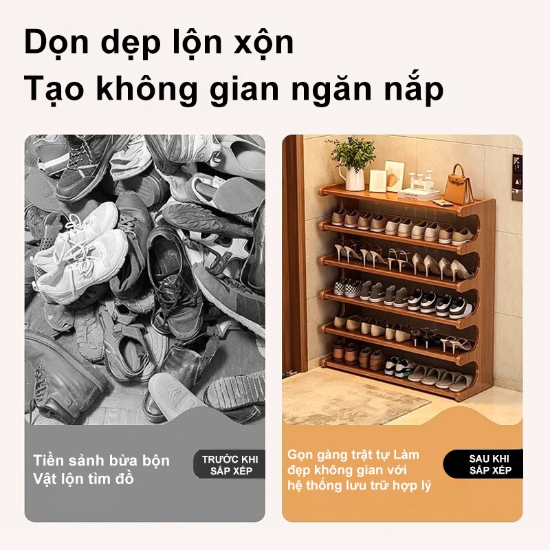 Kệ Giày Giá Giày Gỗ Đa Năng 2/3/4/5/6 Tầng Kết Hợp Đựng Giày Và Trang Trí   Đựng Được 2-24 Đôi