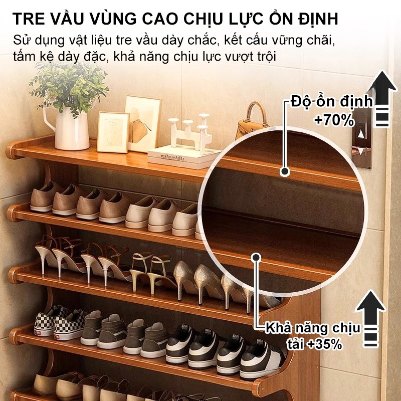 Kệ Giày Giá Giày Gỗ Đa Năng 2/3/4/5/6 Tầng Kết Hợp Đựng Giày Và Trang Trí   Đựng Được 2-24 Đôi