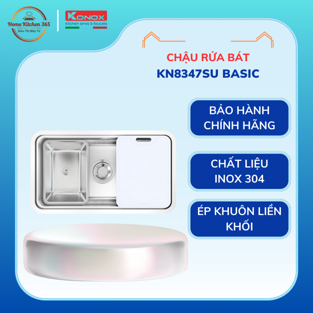 Chậu Rửa Chén Konox KN8347SU Undermount Sink - Inox 304 Dày Cao Cấp, 2 Hộc Âm Bàn Sang Trọng