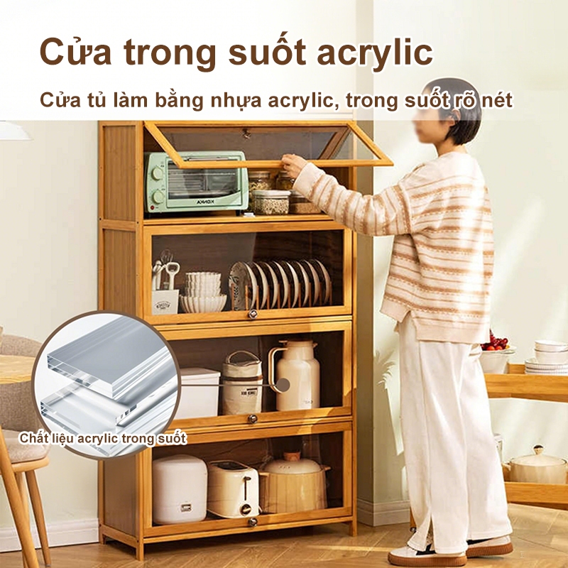 Tủ Bếp Gọn Gàng Tủ Gỗ Đa Năng Trang Trí Giải Pháp Lưu Trữ Linh Hoạt 1/2/3/4/5 Tầng Bảo Hành 10 Năm