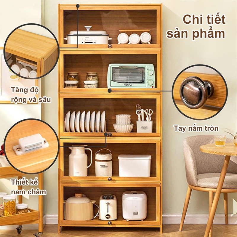 Tủ Bếp Gọn Gàng Tủ Gỗ Đa Năng Trang Trí Giải Pháp Lưu Trữ Linh Hoạt 1/2/3/4/5 Tầng Bảo Hành 10 Năm