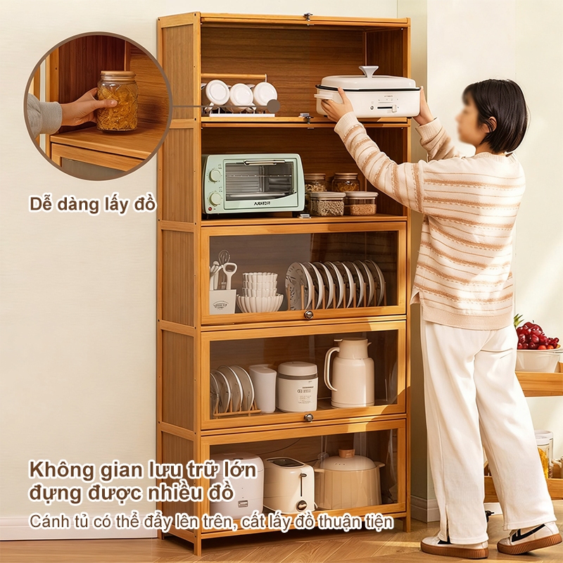 Tủ Bếp Gọn Gàng Tủ Gỗ Đa Năng Trang Trí Giải Pháp Lưu Trữ Linh Hoạt 1/2/3/4/5 Tầng Bảo Hành 10 Năm