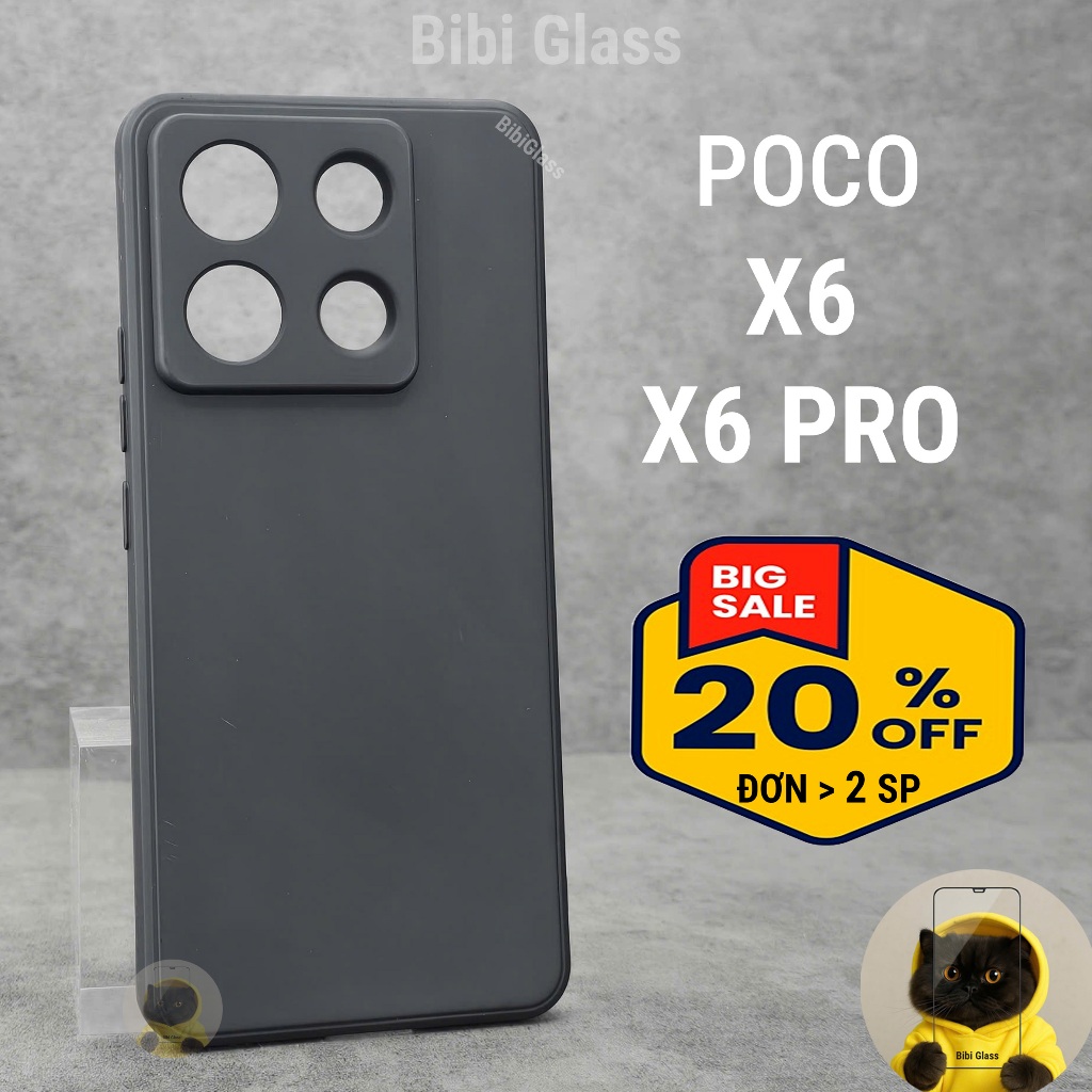 Ốp lưng Poco X6 pro, X6 5G cạnh vuông nhựa tpu đen bảo vệ camera dẻo vỏ bao điện thoại sharkcase