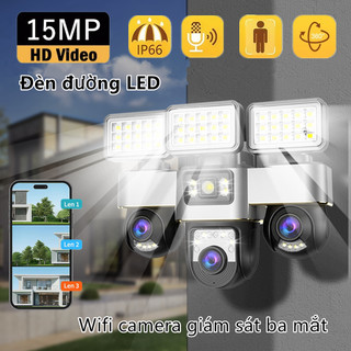 V380 Pro Đèn đường LED + camera giám sát ba mắt, WIFI,điều khiển từ xa qua ứng dụng,Xoay 360°，Điều khiển bằng điện thoại