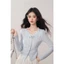 Áo Cardigan Nữ Mỏng Cổ V Buộc Nơ Màu Xanh Nhạt Phong Cách Tiểu Thư Hàn Quốc – Áo Len Nữ Dài Tay