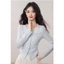 Áo Cardigan Nữ Mỏng Cổ V Buộc Nơ Màu Xanh Nhạt Phong Cách Tiểu Thư Hàn Quốc – Áo Len Nữ Dài Tay