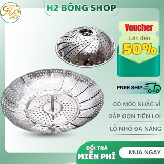 Vỉ Hấp Inox Đa Năng, Gấp Gọn Linh Hoạt, Lỗ Thoát Hơi Đều
