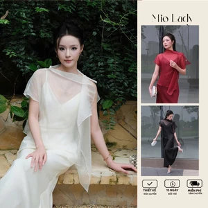 Váy Lụa 2 Dây Miolady Kèm Áo Choàng Tơ Dáng Dài – Bộ 2 Món Sang Trọng Đi Tiệc Cưới VA012