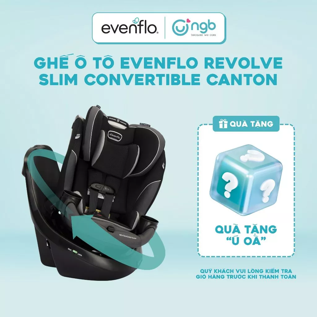 Ghế ô tô Evenflo Revolve Slim 360 [Tặng 1 bộ sách My First Book of Everything trị giá 389k]