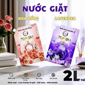 Nước Giặt TOP GIA 2L Cao Cấp, Hương Lavender / Hoa Hồng, Thơm Lâu 72 Giờ, Khử Khuẩn