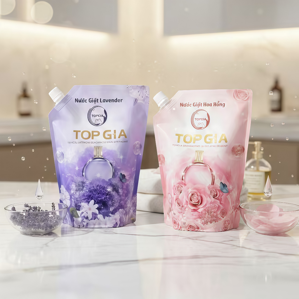 Nước Giặt TOP GIA 2L Cao Cấp, Hương Lavender / Hoa Hồng, Thơm Lâu 72 Giờ, Khử Khuẩn