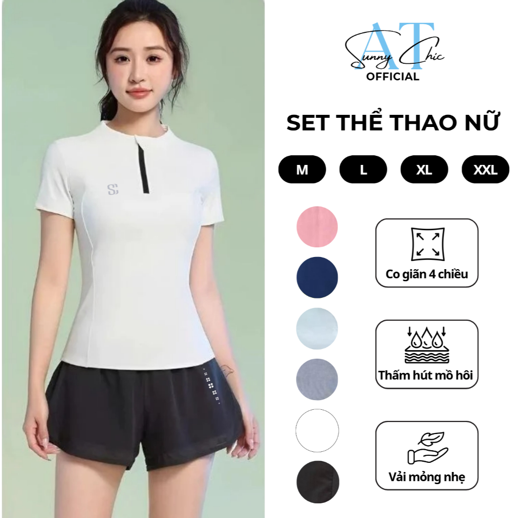 Bộ tập gym nữ SUNNYCHIC áo khóa quần khóa, quần áo tập gym yoga aerobic đạp xe, chạy bộ nữ chất đẹp [166]