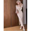 Váy Body Dài Nữ Ôm Dáng Màu Hồng Nude Phong Cách Hàn Quốc – Đầm Dự Tiệc Thanh Lịch, Váy Công Sở Cao Cấp