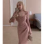 Váy Body Dài Nữ Ôm Dáng Màu Hồng Nude Phong Cách Hàn Quốc – Đầm Dự Tiệc Thanh Lịch, Váy Công Sở Cao Cấp