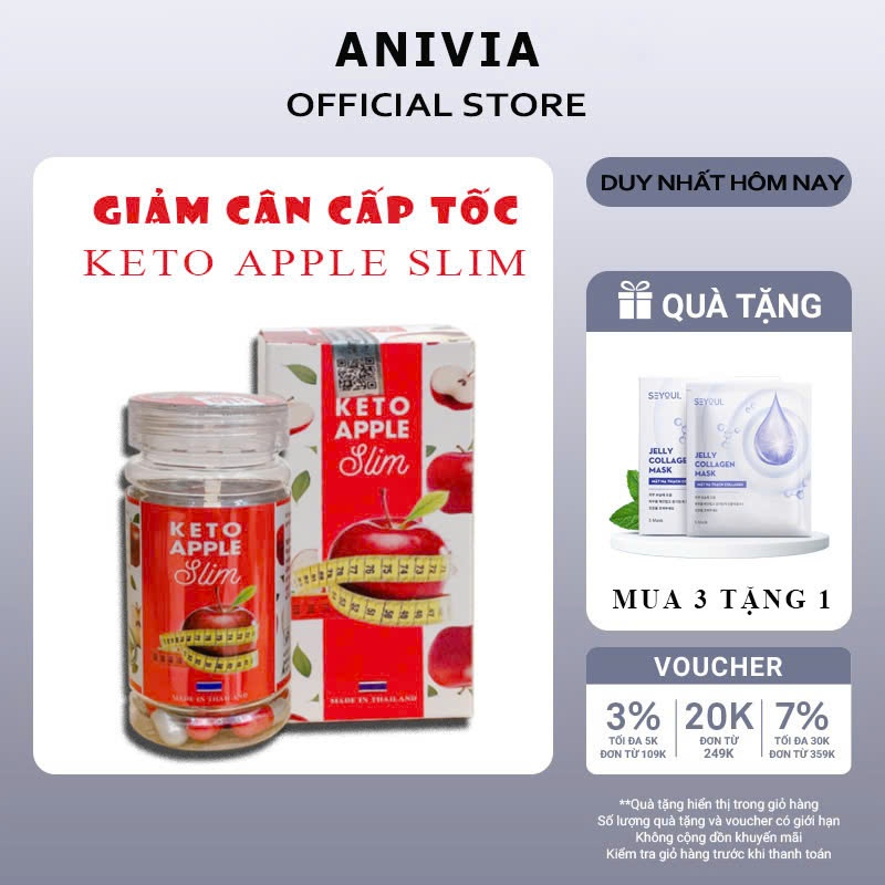 Viên uống giảm cân giảm béo Keto Apple Slim Táo – giảm mỡ hiệu quả, đốt mỡ nhanh, không cần ăn kiêng