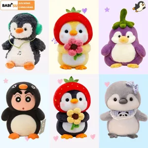 Gấu bông chim cánh cụt cosplay cà tím, shin,dâu lá cao cấp, Thú nhồi bông chim cánh cục dễ thương làm quà tặng cho bé,nữ