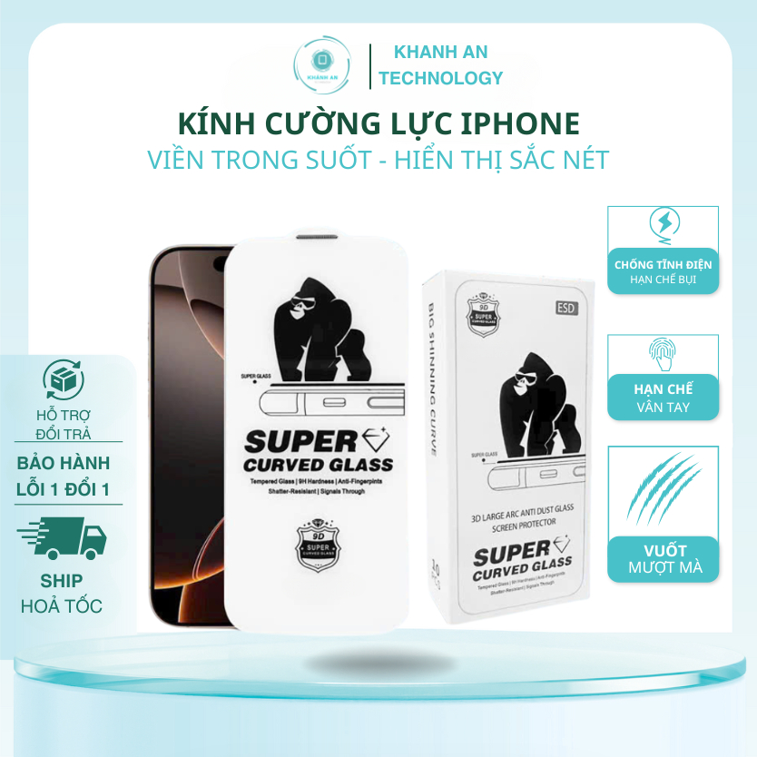 Kính Cường Lực Iphone, Cường Lực WK-9D Super Iphone 17 16 15 14 13 12 11 Pro / Promax, Xs Max.. - Khánh An Technology