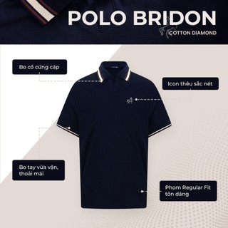 Áo polo nam cao cấp BRIDON cổ V, BST STALLION vải CVC Diamond, sang trọng - POLOMANOR