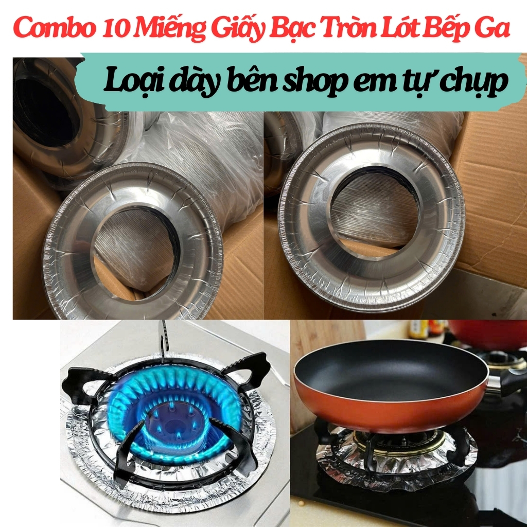 Set 10 Miếng Giấy Bạc Lót Bếp Ga Chống Vết Dầu Mỡ, Vết Bẩn Bám Trên Bề Mặt - Lót Giấy Bạc Bếp Ga