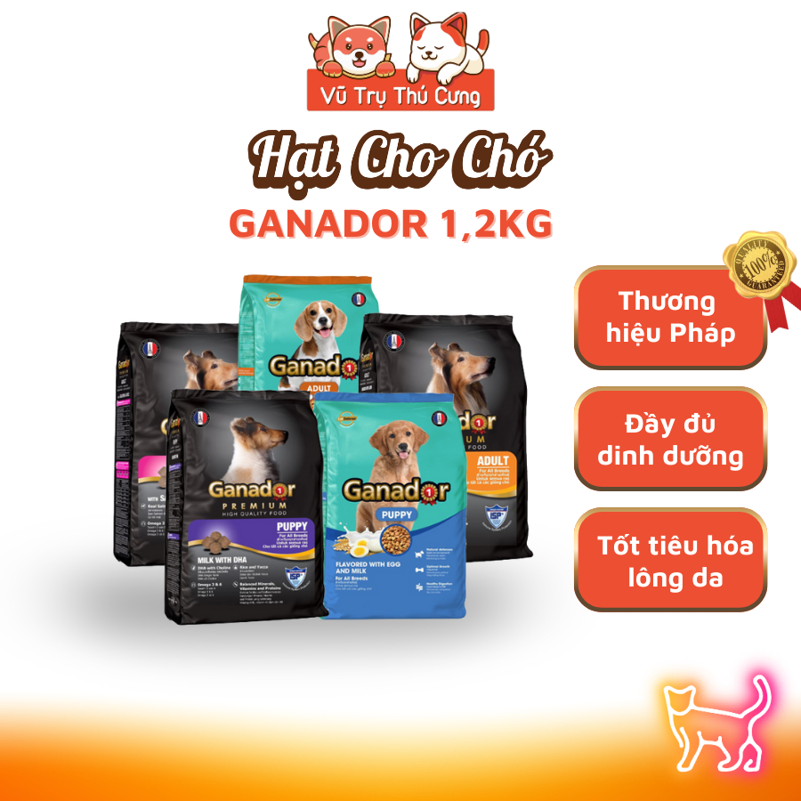 1,2Kg Thức ăn hạt cho Chó Ganador đa dạng hương vị